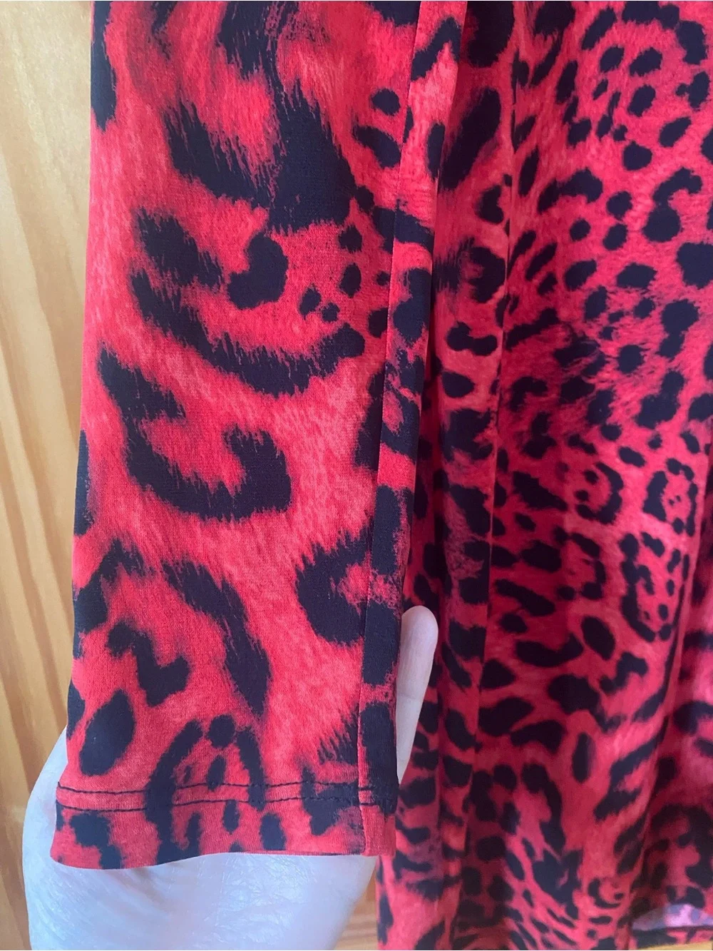 Michael Kors Red Leopard Print Chain Neck Sheath Dress Long Sleeve Sz S